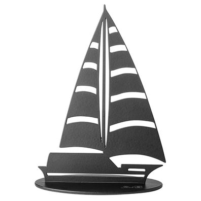 Fink Deko-Segelboot 5 x 10.5 x 15cm Eisen matt schwarz Boot Skulptur zum Stellen