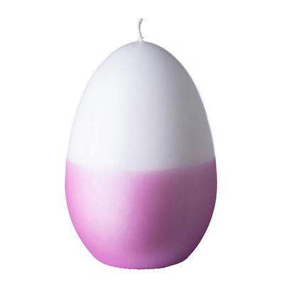 Fink Deko Kerze in Ei-Form 14 x Ø 10 cm weiß-pink Osterkerze Eierkerze Osterdeko