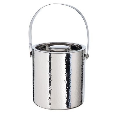 Fink Eiswürfeleimer 16cm silber Edelstahl gehämmert Eiseimer Deckel & Tragegriff
