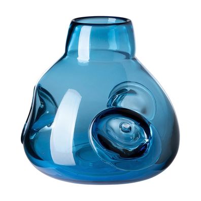 Fink Glasvase 22 cm blaue Design Blumenvase Glas für Trocken- oder Schnittblumen
