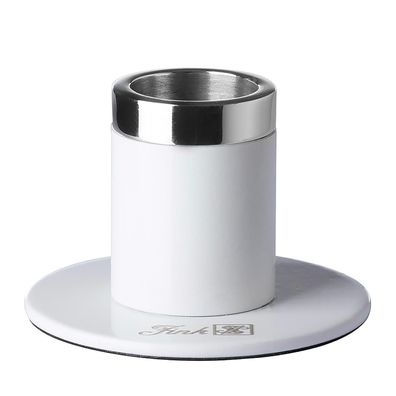 Fink Kerzenhalter 5 x Ø 8 cm Stabkerzen-Halter Aluminium weißer Kerzenleuchter
