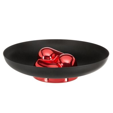 Fink Studio Deko Schale Ø 30cm Alu-Edelstahl rund schwarz-rot Design-Snackschale