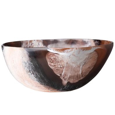 Fink Deko Schale 24.5 x 34.5 cm Kunststein braun-weiß oval Design Obst-Schüssel