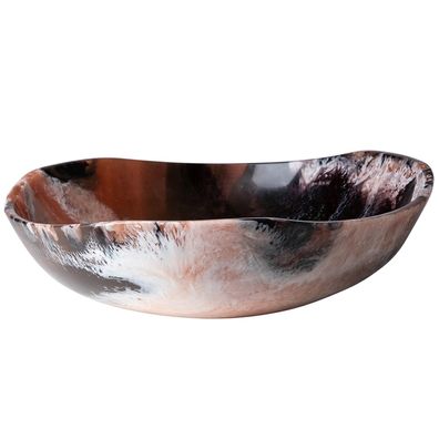 Fink Deko Schale 8 x Ø 27 cm aus Kunststein braun-weiße Snackschale Obstschale