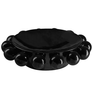 Fink Studio Design Schale 7.5x 30.5 cm Porzellan schwarz Snackschale auf Sockel