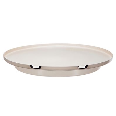 Fink Studio Deko Tablett Ø 30 cm Alu-Edelstahl silber-cremeweißes Serviertablett