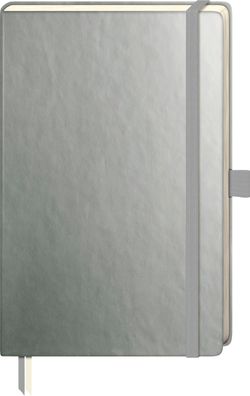 2026 Brunnen Notizbuch Kompagnon A5 punktiert Gummizug silber