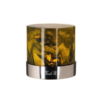 Fink Teelichthalter Ø 6.4 cm für LED-Licht grün Edelstahl-Sockel Stimmungslicht