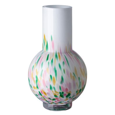 Fink Glasvase 24 cm weiß-farbig Blumenvase Vase für Schnitt- oder Trockenblumen