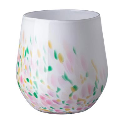 Fink Glasvase 16 cm weiß-farbige Blumenvase Vase als Windlicht & Stimmungslicht