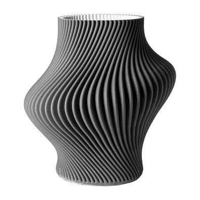 Fink Porzellan Vase 28 x 26 cm schwarz Design Blumenvase Oberfläche strukturiert