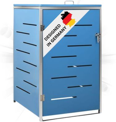 1er Mülltonnenbox JAGU Edelstahl Blau 115x69x77,5cm Mülltonnenverkleidung für 1 Tonne