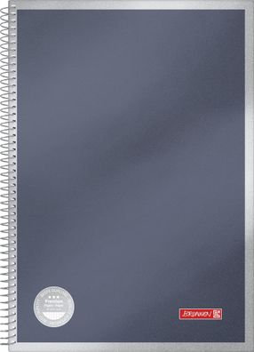 Brunnen Spiralnotizbuch Premium A4 kariert anthrazit