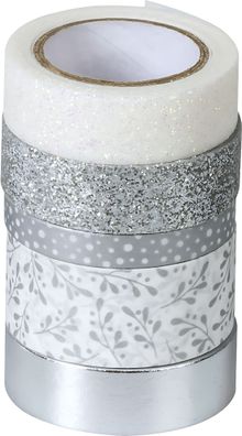 Deko Tapes Effekt Mix Rollen-Breite 06 cm 18 cm 2 m 65 m silberfarben
