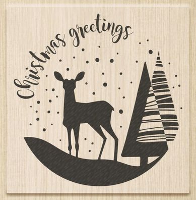HEYDA Stempel Weihnachten Christmas Greetings Holz matt lackiert