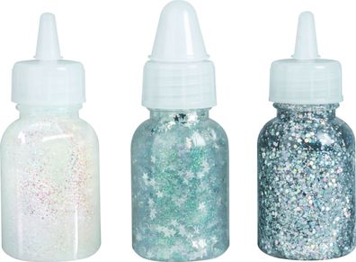 Glitter Glue Space weis Confetti Sterne silber Flaky silber Regenbogen