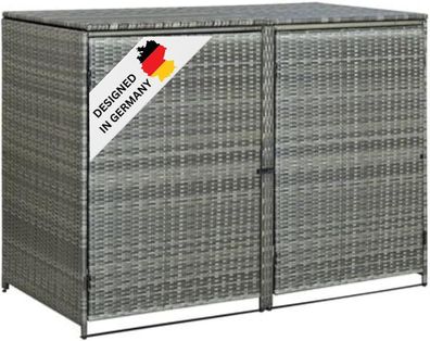 2er Mülltonnenbox TRIE Rattan 111x148x80cm Anthrazit Mülltonnenverkleidung für 2