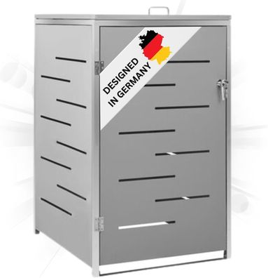 1er Mülltonnenbox JAGU Edelstahl Grau 115x69x77,5cm Mülltonnenverkleidung für 1 Tonne