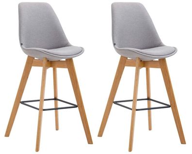 2er Set Barhocker GIKAR Stoff Grau 48x56x112 cm Barstuhl Mit Lehne Tresenhocker