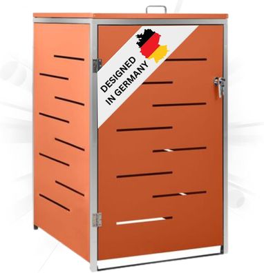 1er Mülltonnenbox JAGU Edelstahl Orange 115x69x77,5cm Mülltonnenverkleidung für 1