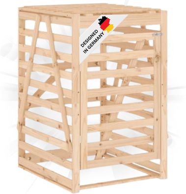 1er Mülltonnenbox Kiefernholz BOUMI 84x90x128,5cm Natur Mülltonnenverkleidung für 1