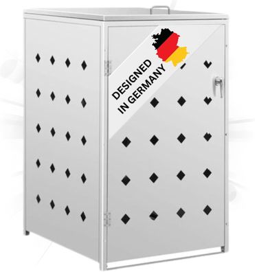 1er Mülltonnenbox SOGI Edelstahl 69x115x77,5cm silber Mülltonnenverkleidung für 1