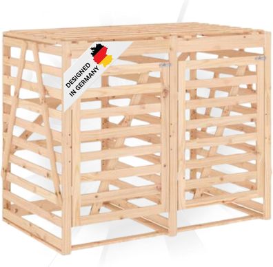 2er Mülltonnenbox Kiefernholz BOUMI 162x91,5x128,5cm Natur Mülltonnenverkleidung für