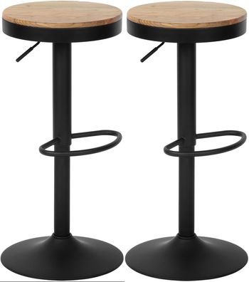 2er Set Barhocker KORID Holz Natura 38.5x38.5x58 cm Barstuhl Höhenverstellbar Drehbar