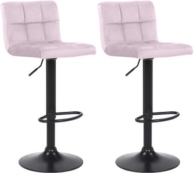 2er Set Barhocker RIVAN Samt Rosa 40x40x85 cm Barstuhl Mit Lehne Tresenhocker
