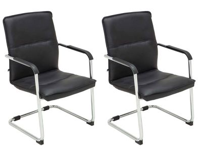 2er Set Besucherstuhl Seattle 92x56x60cm Schwarz Kunstleder Metall in Chromoptik