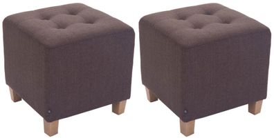 2er Set Sitzhocker CELIS Stoff Braun 45x45x46 cm Hocker Schlafzimmer Polsterhocker