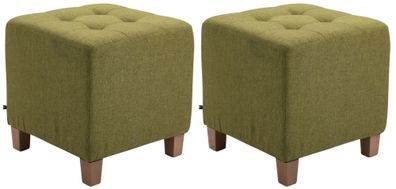 2er Set Sitzhocker CELIS Stoff Grün 45x45x46 cm Hocker Schlafzimmer Polsterhocker