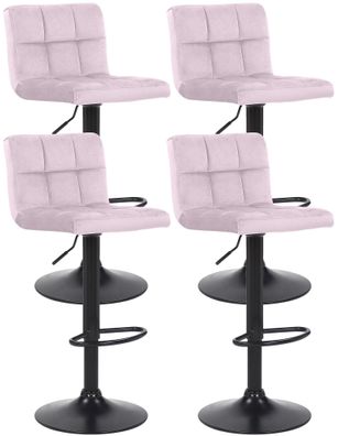 4er Set Barhocker RIVAN Samt Rosa 40x40x85 cm Barstuhl Mit Lehne Drehbar Tresenhocker
