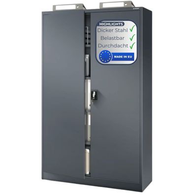 Aktenschrank abschließbar KADO 185x115x40cm Anthrazit 5 Ebenen verstellbar