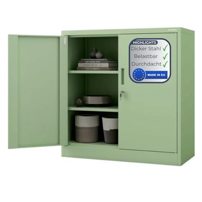 Aktenschrank abschließbar KADO 93x90x40cm Pastellgrün 3 Ebenen verstellbar