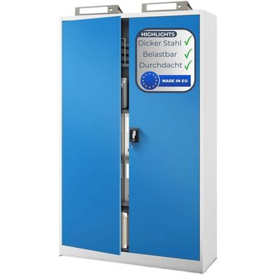 Aktenschrank abschließbar KADO 185x115x40cm Grau-Blau 5 Ebenen verstellbar