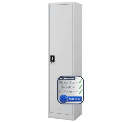 Aktenschrank abschließbar KADO 185x45x40cm Grau 5 Ebenen verstellbar Flügeltüren