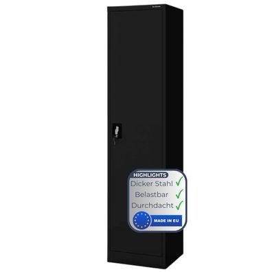 Aktenschrank abschließbar KADO 185x45x40cm Schwarz 5 Ebenen verstellbar Flügeltüren