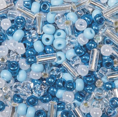 KNORR Prandell Böhmische Rocailles Ø 25 mm Glas türkis weiss-gemischt