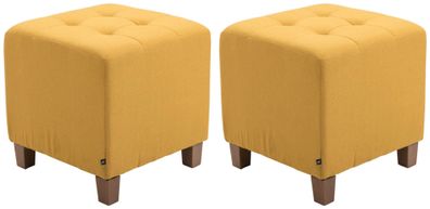 2er Set Sitzhocker CELIS Stoff Gelb 45x45x46 cm Hocker Schlafzimmer Polsterhocker