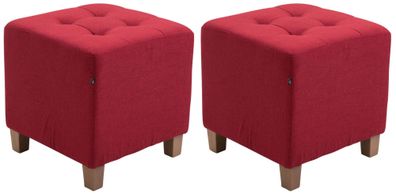 2er Set Sitzhocker CELIS Stoff Rot 45x45x46 cm Hocker Schlafzimmer Polsterhocker
