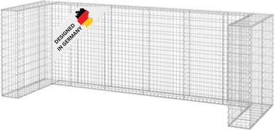 4er Gabionen Mülltonnenbox ESOL 110x325x100cm Mülltonnenverkleidung für 4 Tonnen