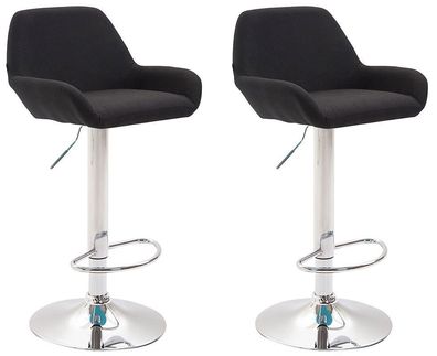 Barhocker 2er Set DUBLIN Schwarz Stoff Chrom Barhocker mit Lehne Barstuhl