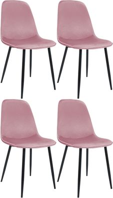 4er Set Esszimmerstuhl RAZON Samt Rosa 45x54x88 cm Essstühle Esszimmerstühle