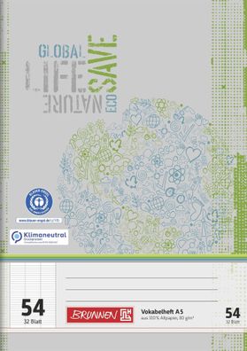 Brunnen Schulheft A5 liniert Lineatur 54 Vokabel 32 Bl Recyclingpapier