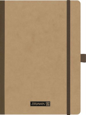 2026 Brunnen Notizbuch Premium Kladde A5 kariert Gummizug braun