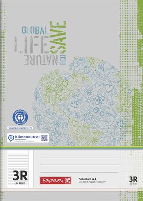 Brunnen Schulheft A4 liniert Lineatur 3 mit Rand 32 Blatt R