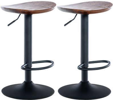 Barhocker 2er Set höhenverstellbar Walnuss SABU Holz 56-80x41x38,5cm Barhocker ohne