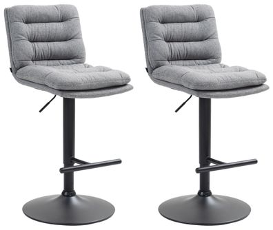 Barhocker 2er Set TURIN Grau Stoff Schwarz Barhocker mit Lehne Barstuhl Tresenhocker