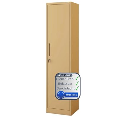 Aktenschrank abschließbar KADO 185x45x40cm Beige 5 Ebenen verstellbar Flügeltüren